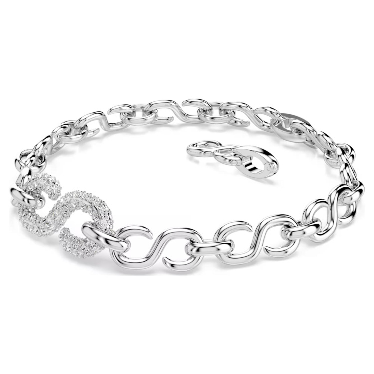 Dextera bracelet Round cut, White, Rhodium plated